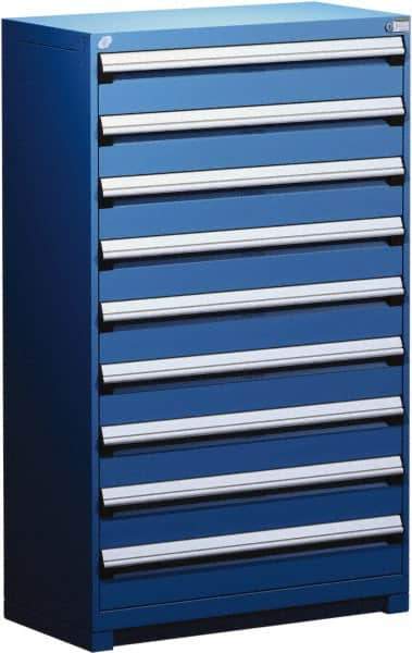 Rousseau Metal - 9 Drawer, Modular Storage Cabinet - Steel, 48" Wide x 27" Deep x 60" High, Avalanche Blue - Apex Tool & Supply