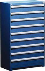 Rousseau Metal - 9 Drawer, Modular Storage Cabinet - Steel, 48" Wide x 27" Deep x 60" High, Avalanche Blue - Apex Tool & Supply