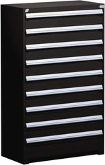 Rousseau Metal - 9 Drawer, Modular Storage Cabinet - Steel, 48" Wide x 24" Deep x 60" High, Black - Apex Tool & Supply