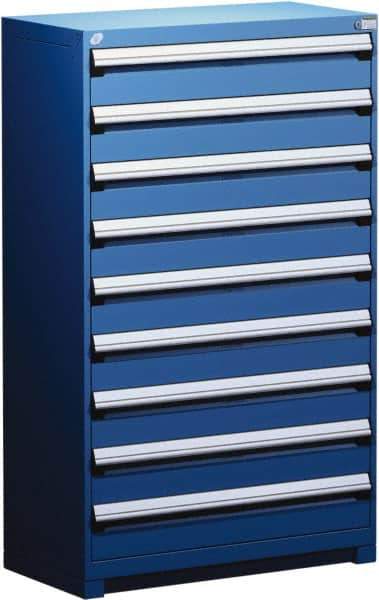 Rousseau Metal - 9 Drawer, Modular Storage Cabinet - Steel, 48" Wide x 24" Deep x 60" High, Avalanche Blue - Apex Tool & Supply