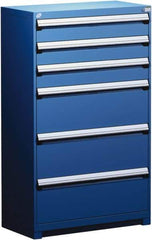 Rousseau Metal - 6 Drawer, Modular Storage Cabinet - Steel, 48" Wide x 27" Deep x 60" High, Avalanche Blue - Apex Tool & Supply