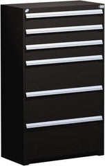 Rousseau Metal - 6 Drawer, Modular Storage Cabinet - Steel, 48" Wide x 24" Deep x 60" High, Black - Apex Tool & Supply