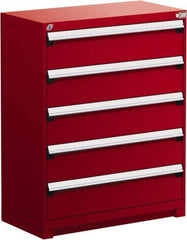 Rousseau Metal - 5 Drawer, Modular Storage Cabinet - Steel, 48" Wide x 27" Deep x 46" High, Flame Red - Apex Tool & Supply