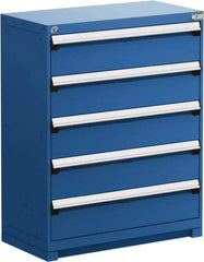 Rousseau Metal - 5 Drawer, Modular Storage Cabinet - Steel, 48" Wide x 27" Deep x 46" High, Avalanche Blue - Apex Tool & Supply