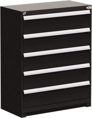 Rousseau Metal - 5 Drawer, Modular Storage Cabinet - Steel, 48" Wide x 24" Deep x 46" High, Black - Apex Tool & Supply