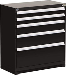 Rousseau Metal - 5 Drawer, Modular Storage Cabinet - Steel, 48" Wide x 27" Deep x 40" High, Black - Apex Tool & Supply