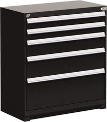 Rousseau Metal - 5 Drawer, Modular Storage Cabinet - Steel, 48" Wide x 24" Deep x 40" High, Black - Apex Tool & Supply