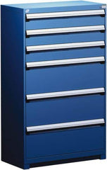 Rousseau Metal - 6 Drawer, Modular Storage Cabinet - Steel, 48" Wide x 24" Deep x 60" High, Avalanche Blue - Apex Tool & Supply