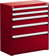 Rousseau Metal - 5 Drawer, Modular Storage Cabinet - Steel, 48" Wide x 24" Deep x 40" High, Flame Red - Apex Tool & Supply