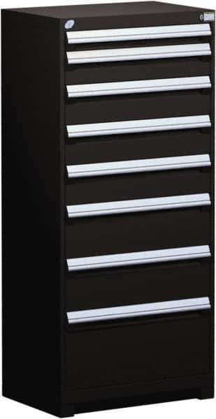 Rousseau Metal - 8 Drawer, Modular Storage Cabinet - Steel, 36" Wide x 24" Deep x 60" High, Black - Apex Tool & Supply