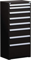 Rousseau Metal - 8 Drawer, Modular Storage Cabinet - Steel, 36" Wide x 24" Deep x 60" High, Black - Apex Tool & Supply