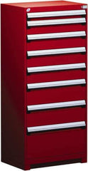 Rousseau Metal - 8 Drawer, Modular Storage Cabinet - Steel, 36" Wide x 24" Deep x 60" High, Flame Red - Apex Tool & Supply