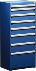 Rousseau Metal - 8 Drawer, Modular Storage Cabinet - Steel, 36" Wide x 24" Deep x 60" High, Avalanche Blue - Apex Tool & Supply