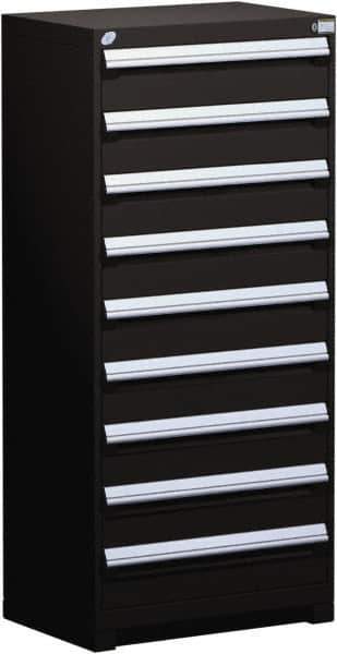 Rousseau Metal - 9 Drawer, Modular Storage Cabinet - Steel, 36" Wide x 24" Deep x 60" High, Black - Apex Tool & Supply