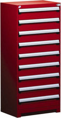 Rousseau Metal - 9 Drawer, Modular Storage Cabinet - Steel, 36" Wide x 24" Deep x 60" High, Flame Red - Apex Tool & Supply