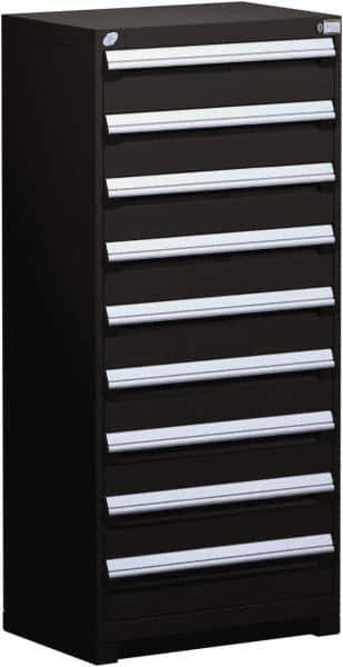 Rousseau Metal - 9 Drawer, Modular Storage Cabinet - Steel, 36" Wide x 18" Deep x 60" High, Black - Apex Tool & Supply