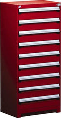 Rousseau Metal - 9 Drawer, Modular Storage Cabinet - Steel, 36" Wide x 18" Deep x 60" High, Flame Red - Apex Tool & Supply