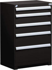 Rousseau Metal - 5 Drawer, Modular Storage Cabinet - Steel, 36" Wide x 24" Deep x 40" High, Black - Apex Tool & Supply