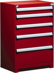 Rousseau Metal - 5 Drawer, Modular Storage Cabinet - Steel, 36" Wide x 24" Deep x 40" High, Flame Red - Apex Tool & Supply