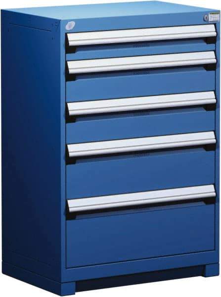 Rousseau Metal - 5 Drawer, Modular Storage Cabinet - Steel, 36" Wide x 24" Deep x 40" High, Avalanche Blue - Apex Tool & Supply