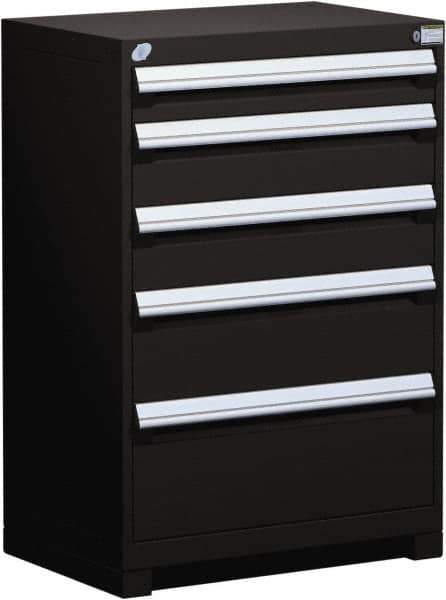 Rousseau Metal - 5 Drawer, Modular Storage Cabinet - Steel, 36" Wide x 18" Deep x 40" High, Black - Apex Tool & Supply