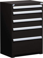 Rousseau Metal - 5 Drawer, Modular Storage Cabinet - Steel, 36" Wide x 18" Deep x 40" High, Black - Apex Tool & Supply