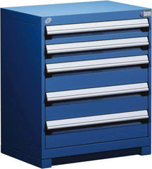 Rousseau Metal - 5 Drawer, Modular Storage Cabinet - Steel, 36" Wide x 24" Deep x 32" High, Avalanche Blue - Apex Tool & Supply