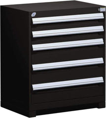 Rousseau Metal - 5 Drawer, Modular Storage Cabinet - Steel, 36" Wide x 24" Deep x 32" High, Black - Apex Tool & Supply