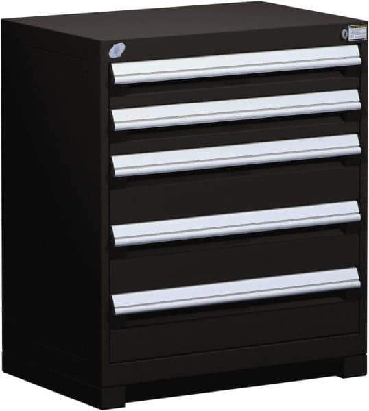 Rousseau Metal - 5 Drawer, Modular Storage Cabinet - Steel, 36" Wide x 18" Deep x 32" High, Black - Apex Tool & Supply