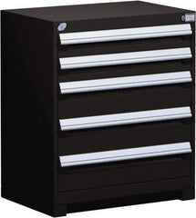 Rousseau Metal - 5 Drawer, Modular Storage Cabinet - Steel, 36" Wide x 18" Deep x 32" High, Black - Apex Tool & Supply