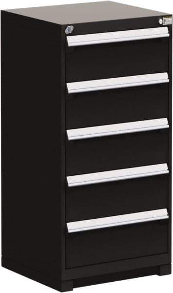 Rousseau Metal - 5 Drawer, Modular Storage Cabinet - Steel, 30" Wide x 27" Deep x 46" High, Black - Apex Tool & Supply