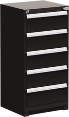 Rousseau Metal - 5 Drawer, Modular Storage Cabinet - Steel, 30" Wide x 27" Deep x 46" High, Black - Apex Tool & Supply