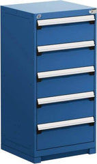 Rousseau Metal - 5 Drawer, Modular Storage Cabinet - Steel, 30" Wide x 27" Deep x 46" High, Avalanche Blue - Apex Tool & Supply