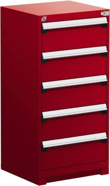 Rousseau Metal - 5 Drawer, Modular Storage Cabinet - Steel, 30" Wide x 27" Deep x 46" High, Flame Red - Apex Tool & Supply
