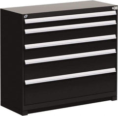 Rousseau Metal - 5 Drawer, Modular Storage Cabinet - Steel, 60" Wide x 24" Deep x 40" High, Black - Apex Tool & Supply