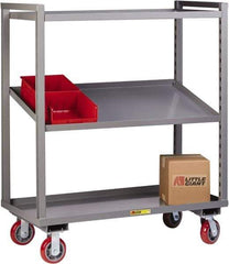 Little Giant - 2,400 Lb Capacity, 2 Shelf, Steel Shelf Truck - 48" Long x 24" Wide x 57-1/4" High, Polyurethane Wheels - Apex Tool & Supply