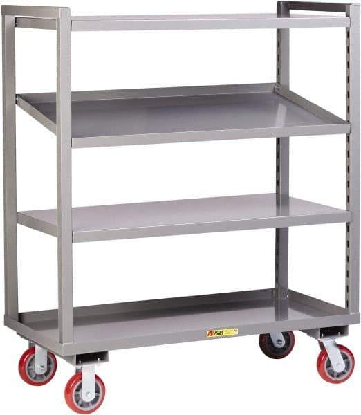 Little Giant - 3,200 Lb Capacity, 3 Shelf, Steel Shelf Truck - 48" Long x 24" Wide x 57-1/4" High, Polyurethane Wheels - Apex Tool & Supply