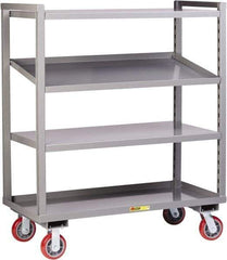 Little Giant - 3,200 Lb Capacity, 3 Shelf, Steel Shelf Truck - 60" Long x 24" Wide x 57-1/4" High, Polyurethane Wheels - Apex Tool & Supply