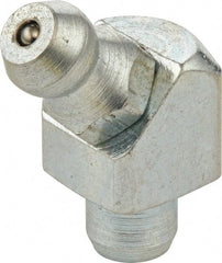 Umeta - 45° Head Angle, M10x1.0 Metric Steel Standard Grease Fitting - 11mm Hex, 20.5mm Overall Height, 5.5mm Shank Length - Apex Tool & Supply