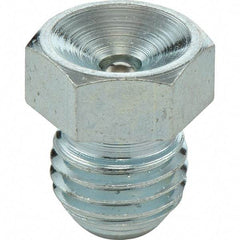 Umeta - Straight Head Angle, M8 Metric Stainless Steel Flush-Style Grease Fitting - 10mm Hex, 9.5mm Overall Height, 6.5mm Shank Length - Apex Tool & Supply