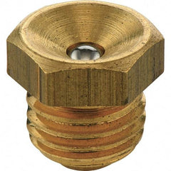 Umeta - Straight Head Angle, M6x1.0 Metric Steel Flush-Style Grease Fitting - 7mm Hex, 8.5mm Overall Height, 5.5mm Shank Length, Zinc Plated Finish - Apex Tool & Supply