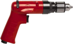 Chicago Pneumatic - 3/8" Reversible Keyed Chuck - Pistol Grip Handle, 2,600 RPM, 32 LPS, 0.5 hp - Apex Tool & Supply
