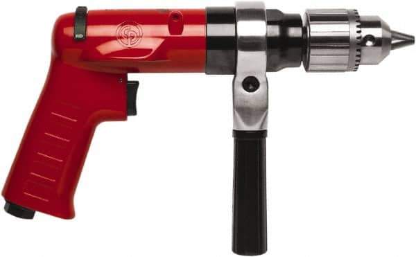 Chicago Pneumatic - 1/2" Reversible Keyed Chuck - Pistol Grip Handle, 900 RPM, 32 LPS, 0.5 hp - Apex Tool & Supply