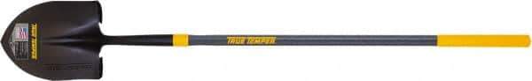 True Temper - 10-5/8" High x 8-7/8" Wide Round Steel Shovel - 47" Long Fiberglass Straight Handle, Turned - Apex Tool & Supply