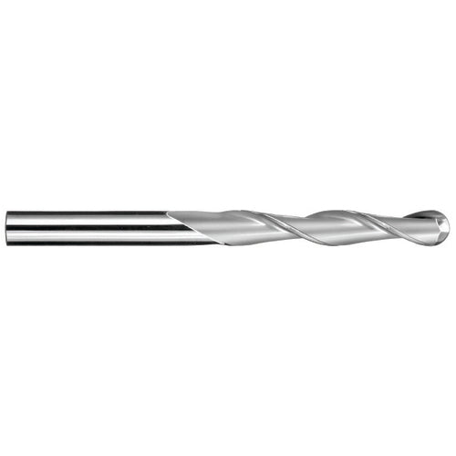 3 mm Dia. × 3 mm Shank × 25 mm DOC × 75 mm OAL, Carbide Uncoated, Spiral , 2 Flute, 30° Helix, Ballnose End Mill