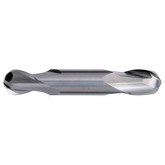 ‎7/32″ Dia. × 3/8″ Shank × 9/16″ DOC × 3-1/2″ OAL, Carbide TiAlN, Spiral , 2 Flute, CW Helix, Weldon, Ballnose End Mill - Exact Industrial Supply