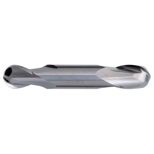 ‎3/32″ Dia. × 1/8″ Shank × 3/16″ DOC × 1-1/2″ OAL, Carbide TiAlN, Spiral , 2 Flute, CW Helix, Weldon, Ballnose End Mill - Exact Industrial Supply