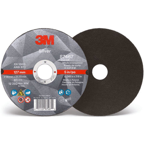 ‎3M Silver Depressed Center Grinding Wheel 87446 T27 Quick Change 5 × 1/4 × 5/8-11 - Apex Tool & Supply