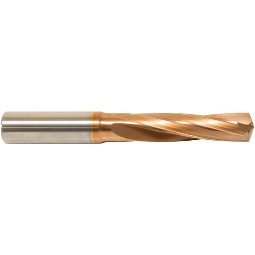 ‎7/64″ Dia. × 1/8″ Shank × 13/16″ Flute Length × 2-1/2″ OAL, 3xD, 135°, ZrCN, 2 Flute, External Coolant, Round Solid Carbide Drill Series/List #NG04