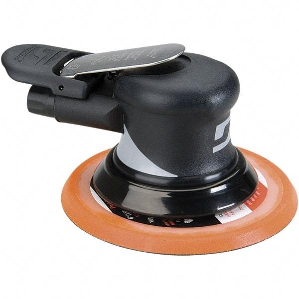 Dynabrade - 12,000 OPM, 18 CFM Air Consumption, Palm Air Orbital Sander - Round Pad, 1/4 NPT Inlet - Apex Tool & Supply